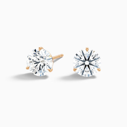 3 Prong Martini Round Cut Moissanite Diamond Stud Earrings
