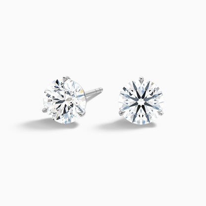 3 Prong Martini Round Cut Moissanite Diamond Stud Earrings