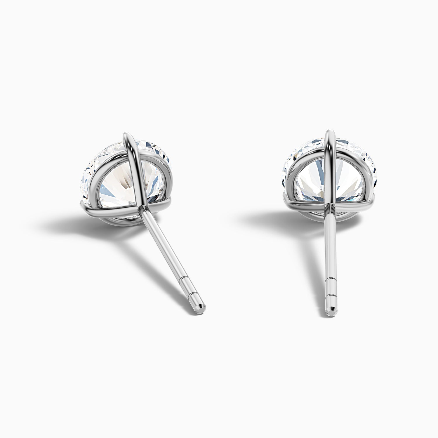 3 Prong Martini Round Cut Moissanite Diamond Stud Earrings