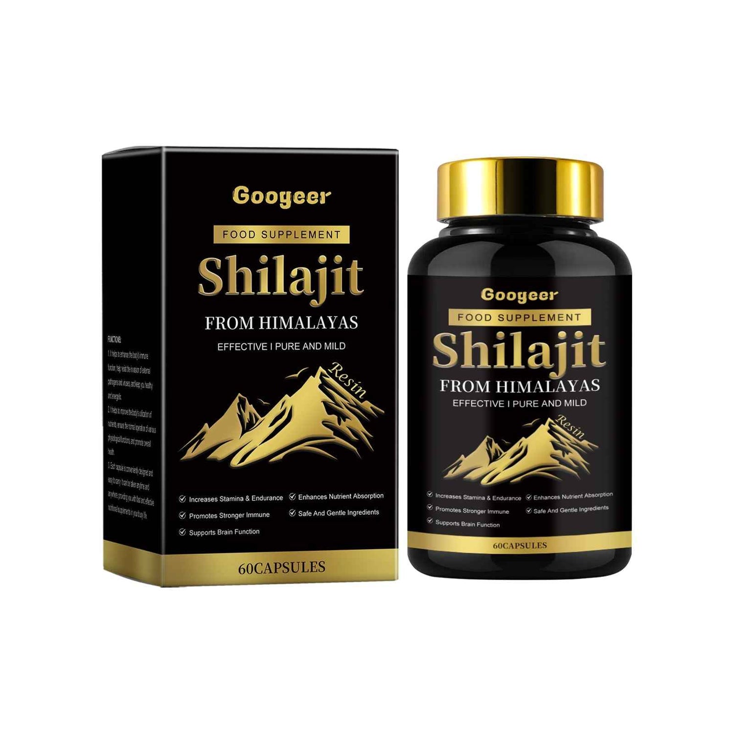 Shilajit Extra Strength Resin Caps Himalayan Dietary Supplement for Men &amp; Women (60 Caps)