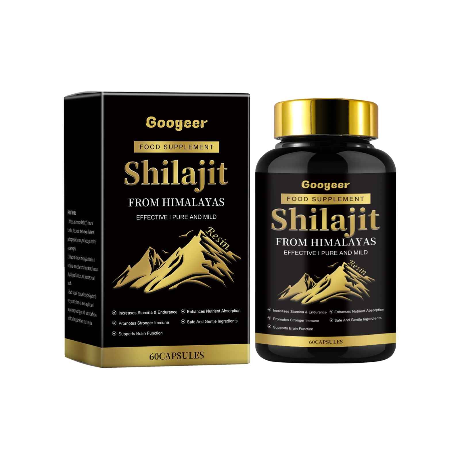 Shilajit Extra Strength Resin Caps Himalayan Dietary Supplement for Men &amp; Women (60 Caps)