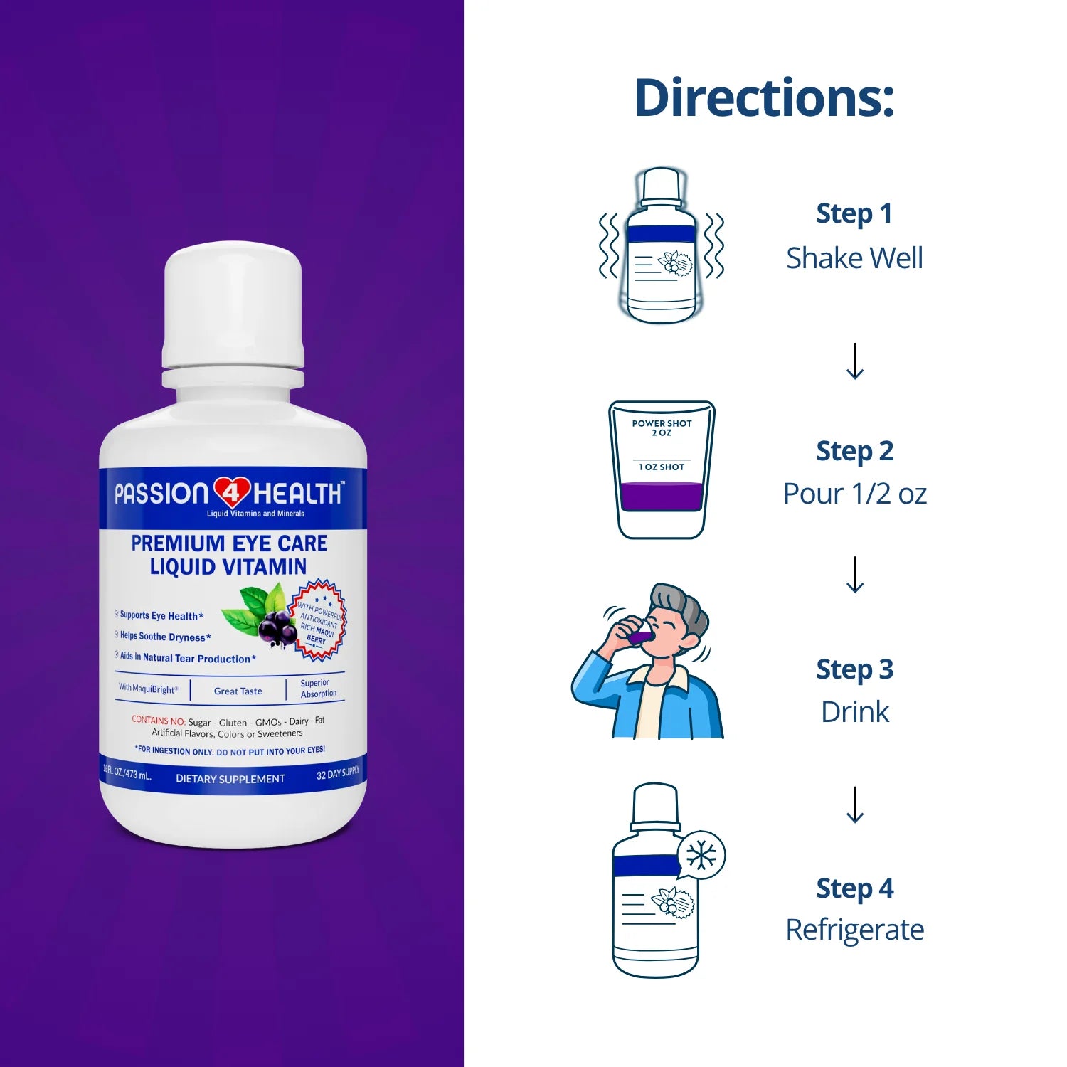 Daily Liquid Eye Care Vitamin by Passion 4 Health