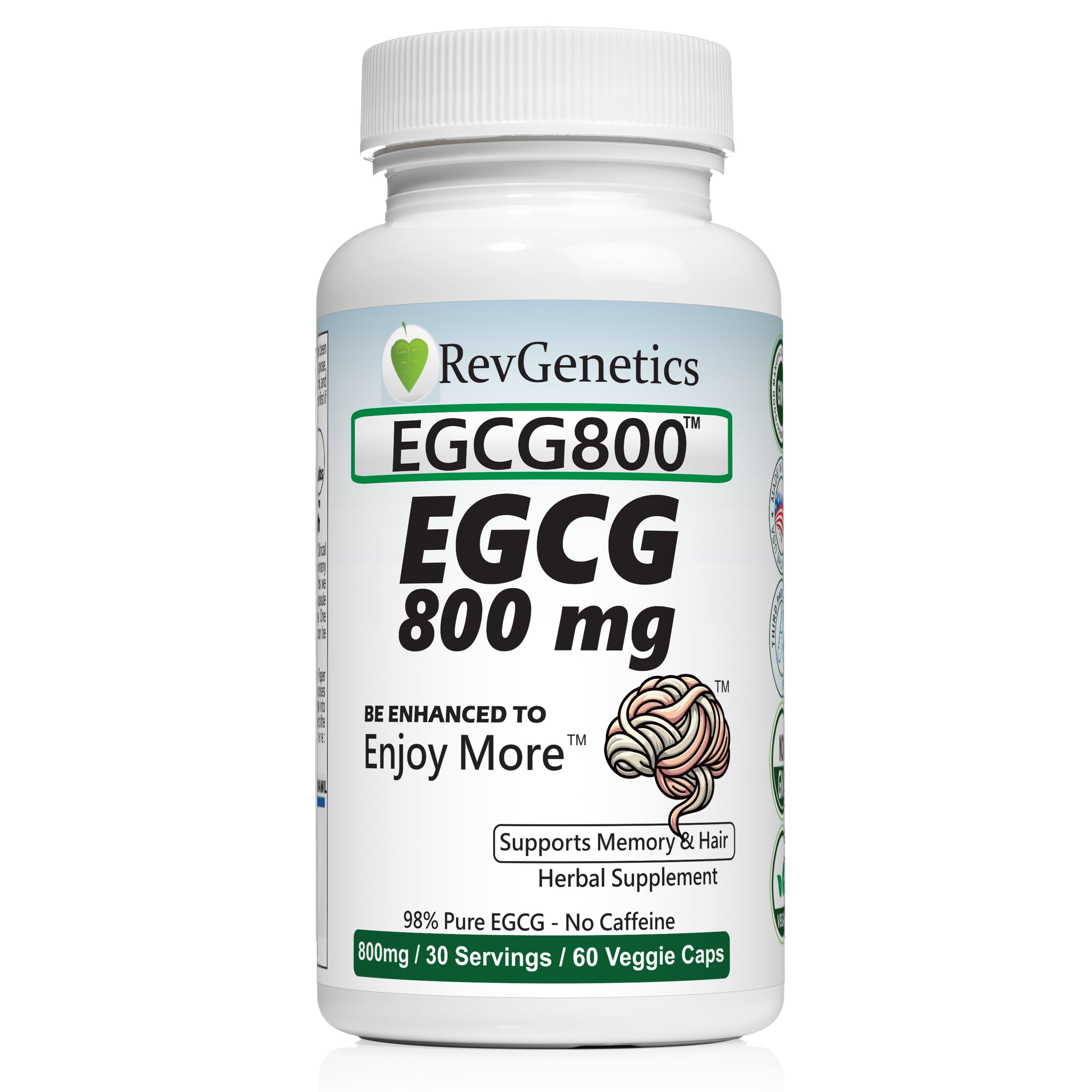 EGCG 800mg Caffeine-Free: Green Tea Extract for Cellular Health by RevGenetics