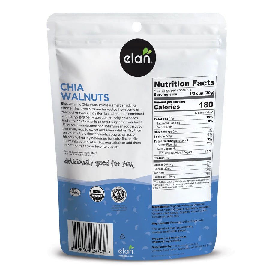 Chia Walnuts, Organic, Elan by Country Life Natural Foods