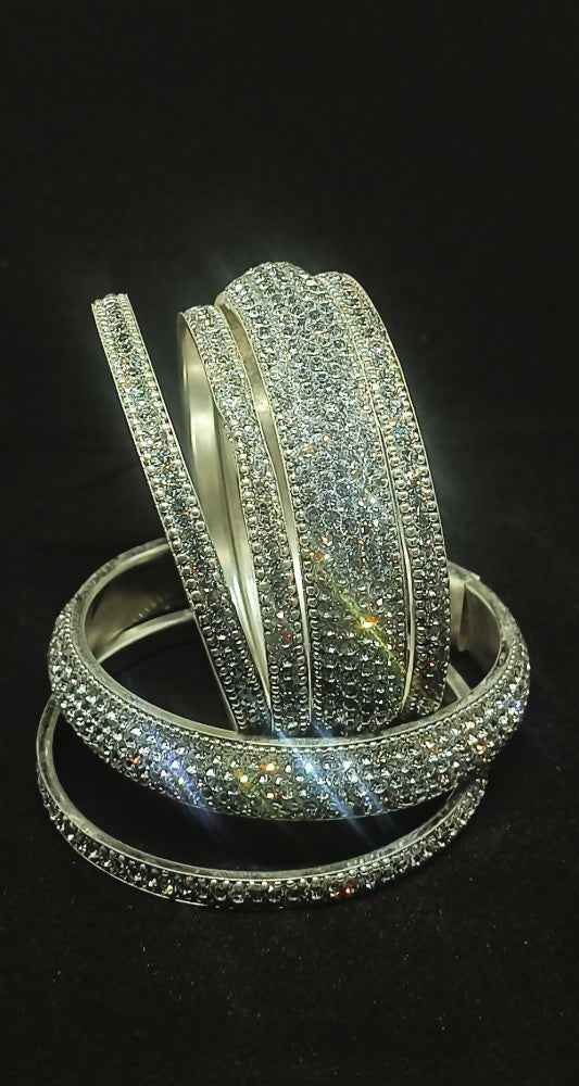 Joban Fashion Silver Crystal Diamond Bangles Set