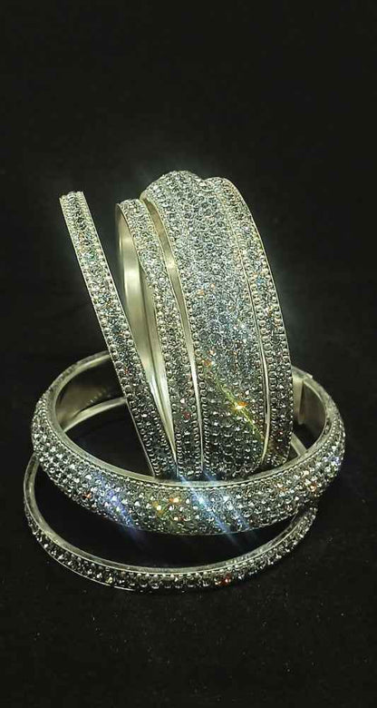 Joban Fashion Silver Crystal Diamond Bangles Set