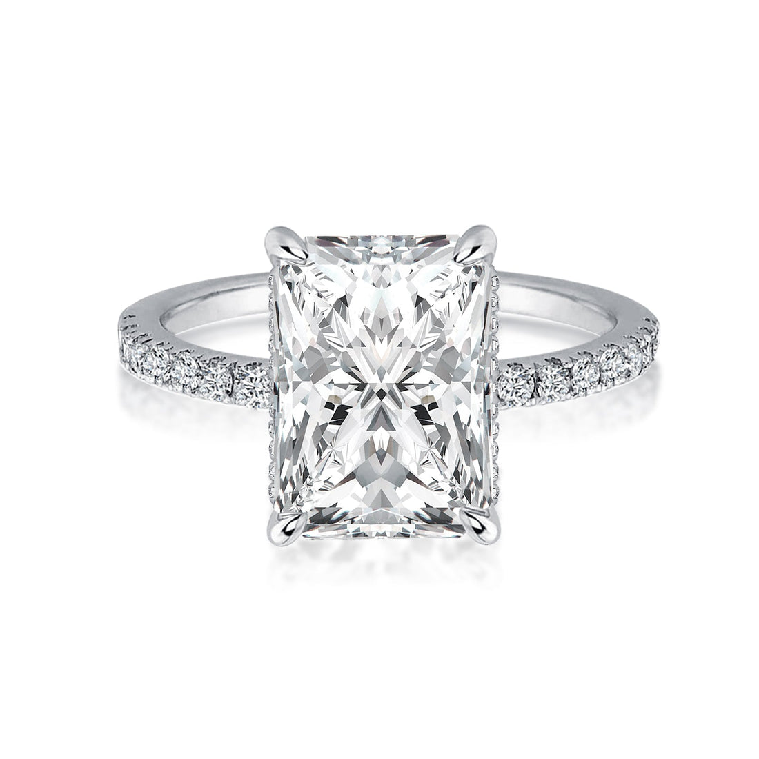 Rodiffy Moissanite 3.5 Ct Radiant Cut White Gold Engagement Ring For Women 