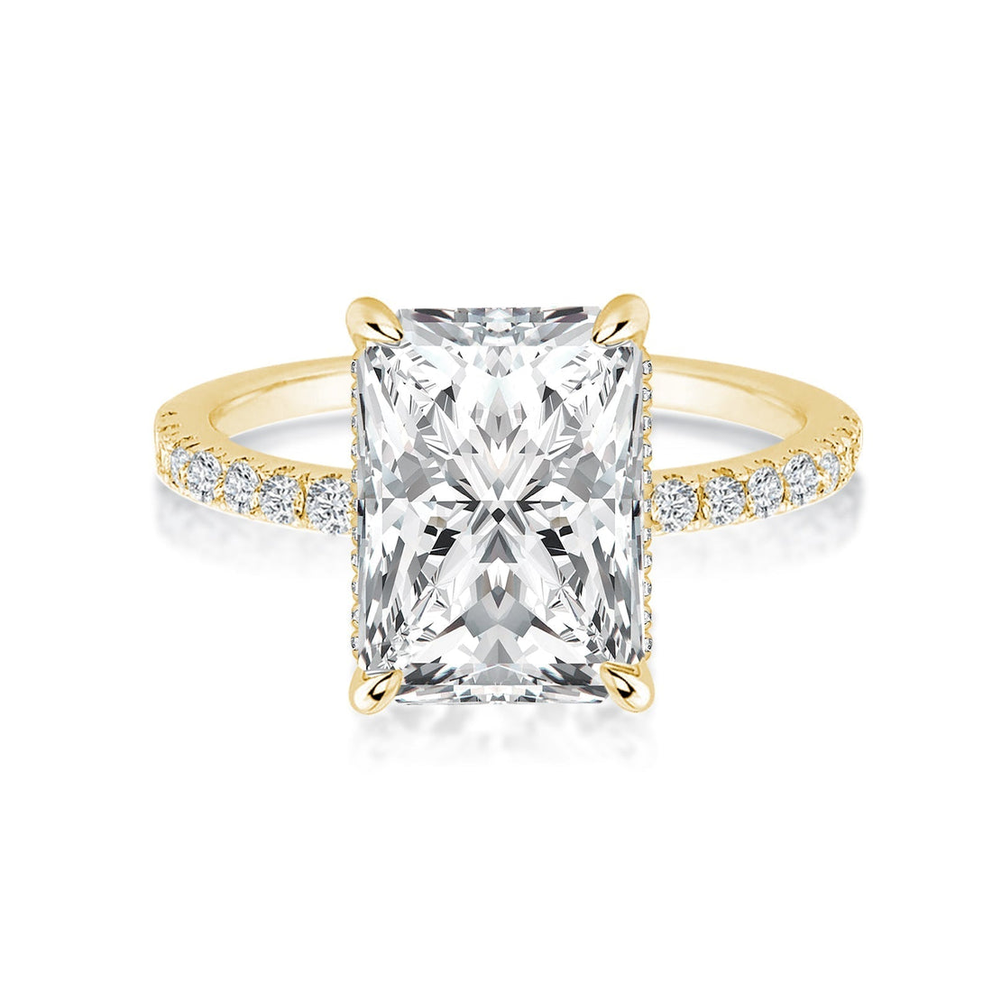 Rodiffy Moissanite 3.5 Ct Radiant Cut Yellow Gold Engagement Ring For Women 