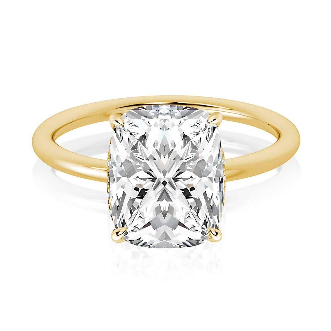 Rodiffy Moissanite 4.0 Ct Cushion Cut Yellow Gold Engagement Ring 