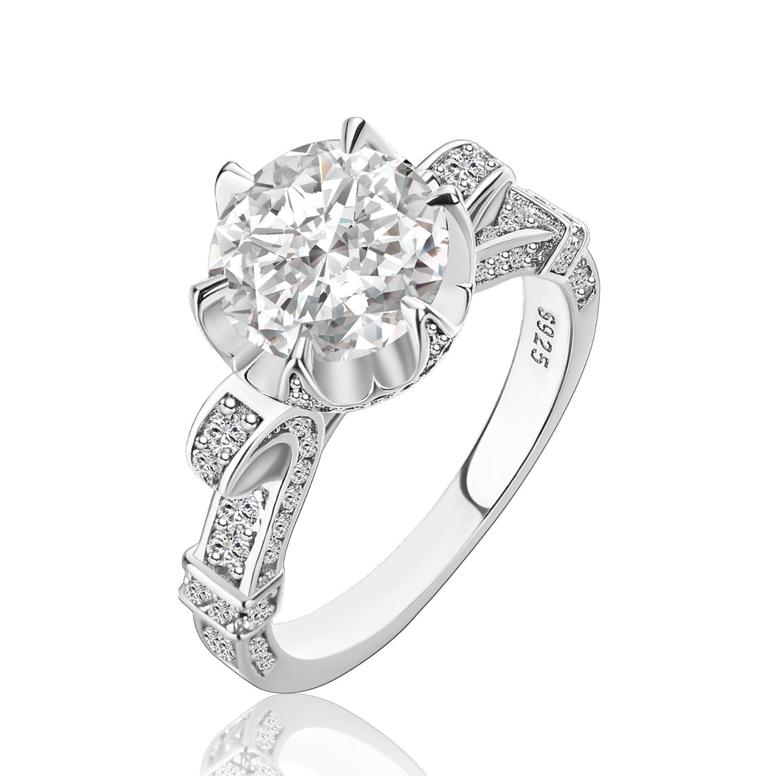 Rodiffy Moissanite 2.0Ct Round Cut Twist White Gold Promise Bridal Ring by Avera Group