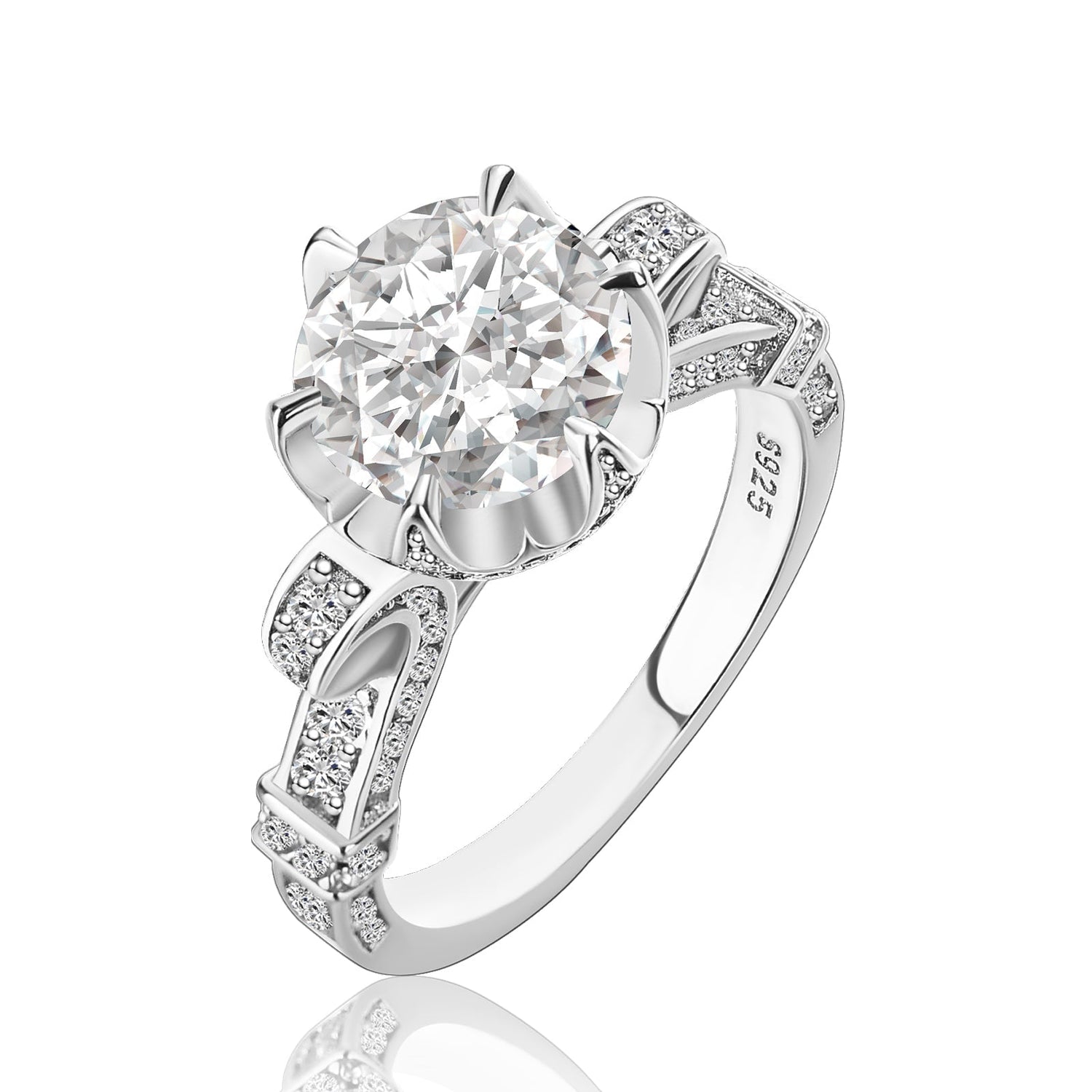 Rodiffy Moissanite 2.0Ct Round Cut Twist White Gold Promise Bridal Ring by Avera Group