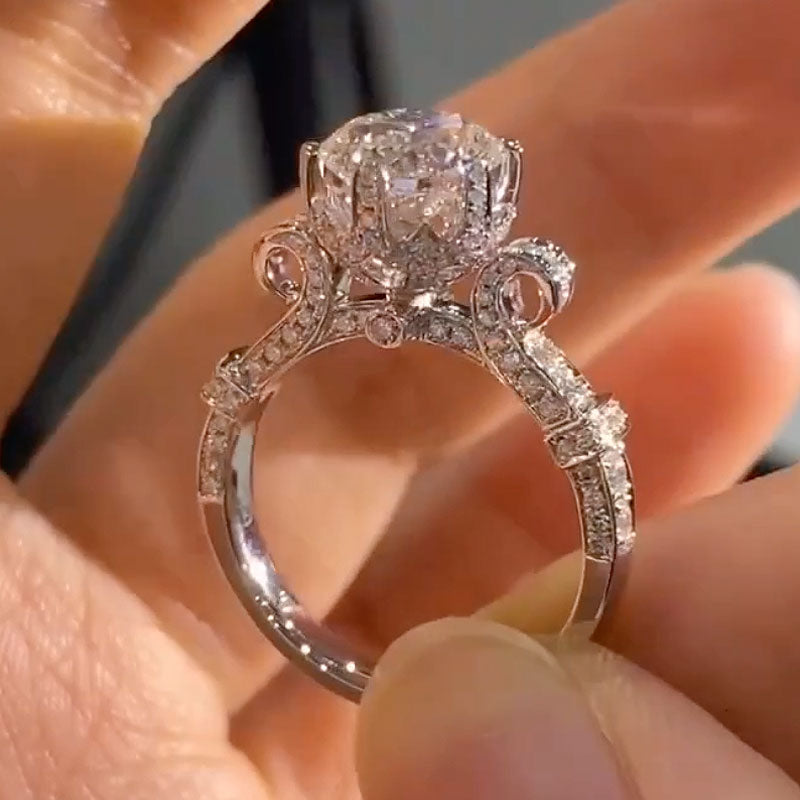 Rodiffy Moissanite 2.0Ct Round Cut Twist White Gold Promise Bridal Ring by Avera Group