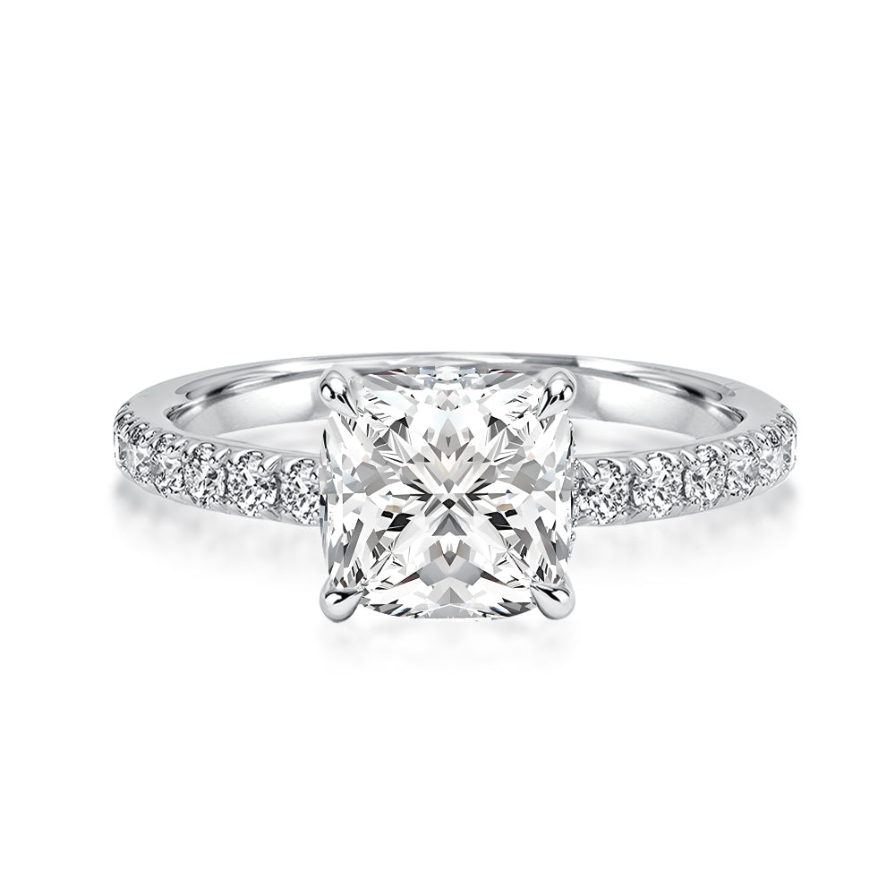 Rodiffy Moissanite 2.0Ct -2.5Ct Square Cushion Promise Bridal Ring 