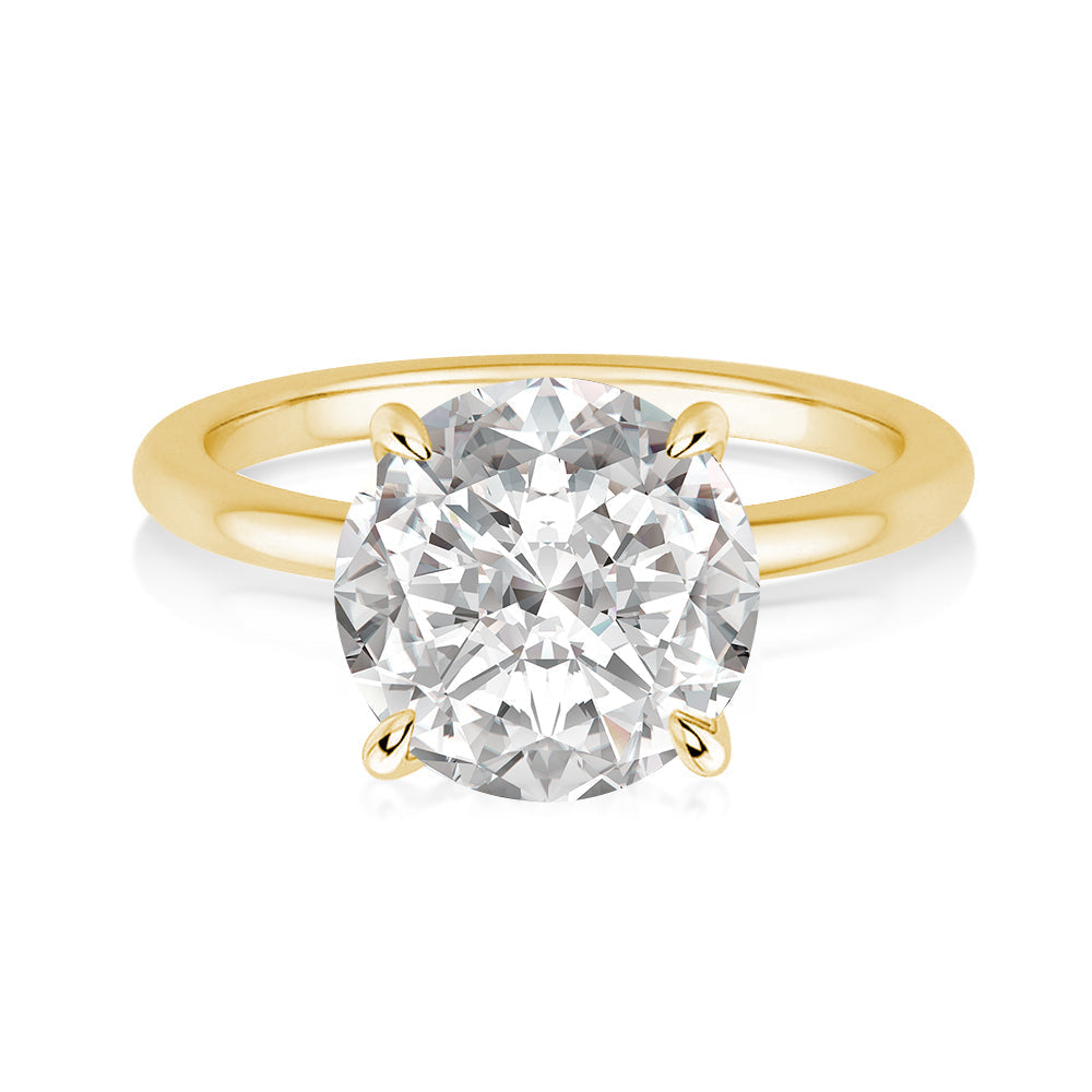 Rodiffy Moissanite 2.0 Ct Round Cut Yellow Gold Promise Ring 