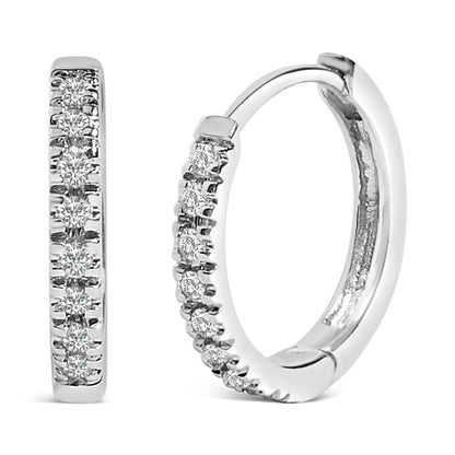 14K Rose Gold 1/5 CTW Diamond Huggie Hoop Earrings by Bids.com