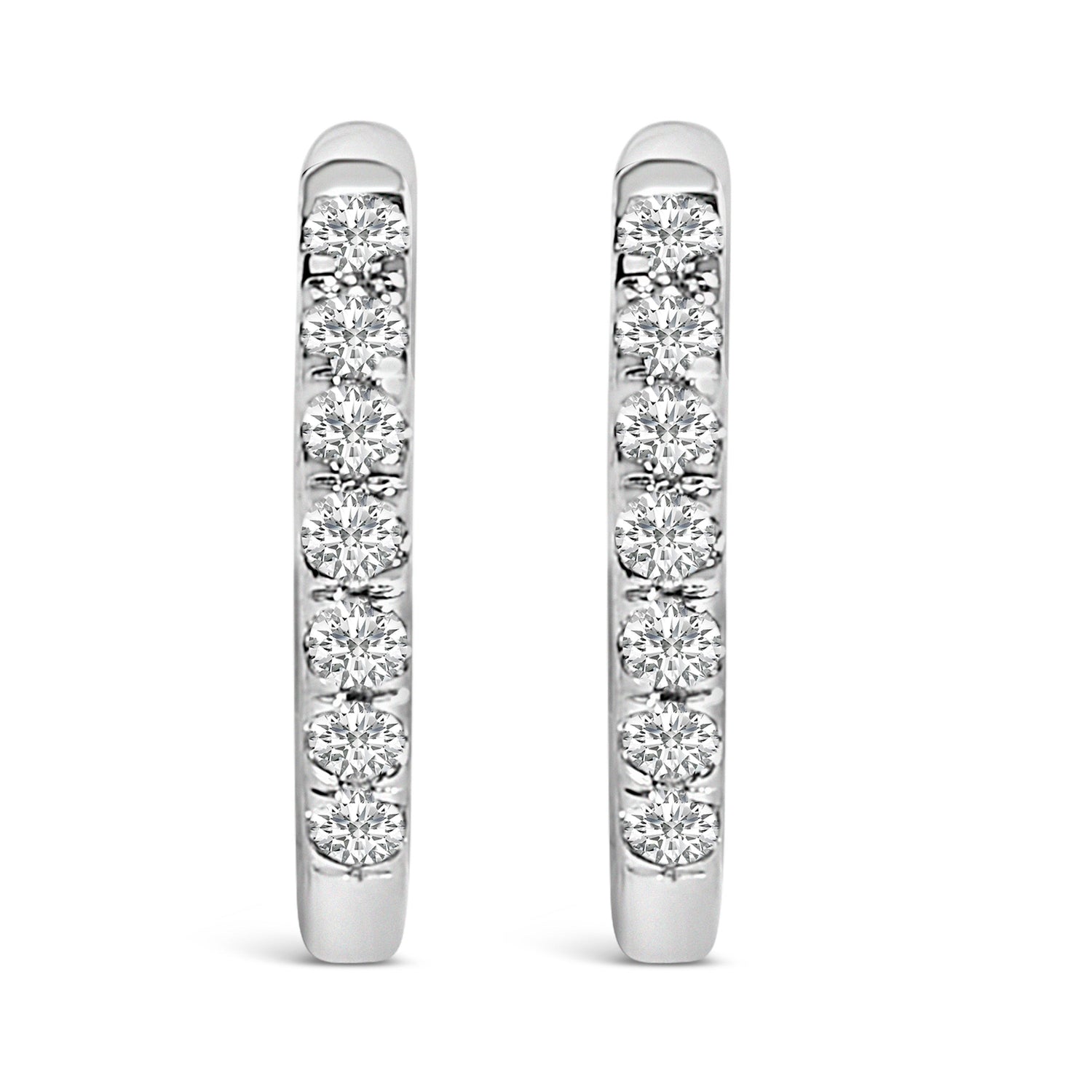 10K Rose Gold 1/4 Cttw Diamond Double Sided Huggie Hoop Earrings by Bids.com