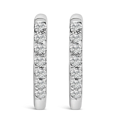 10K Rose Gold 1/4 Cttw Diamond Double Sided Huggie Hoop Earrings by Bids.com