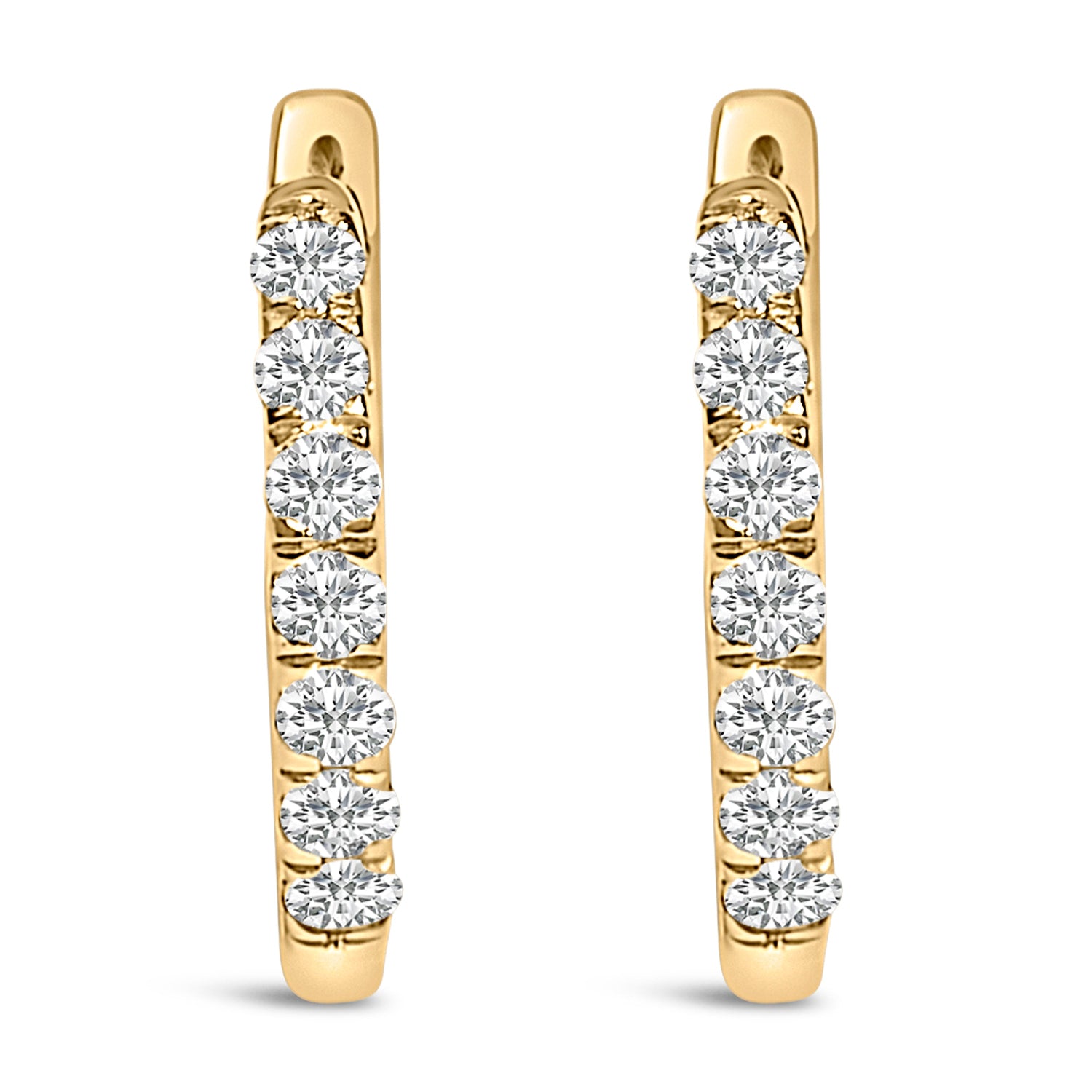 10K Rose Gold 1/4 Cttw Diamond Double Sided Huggie Hoop Earrings by Bids.com