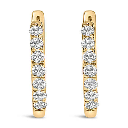 10K Rose Gold 1/4 Cttw Diamond Double Sided Huggie Hoop Earrings by Bids.com
