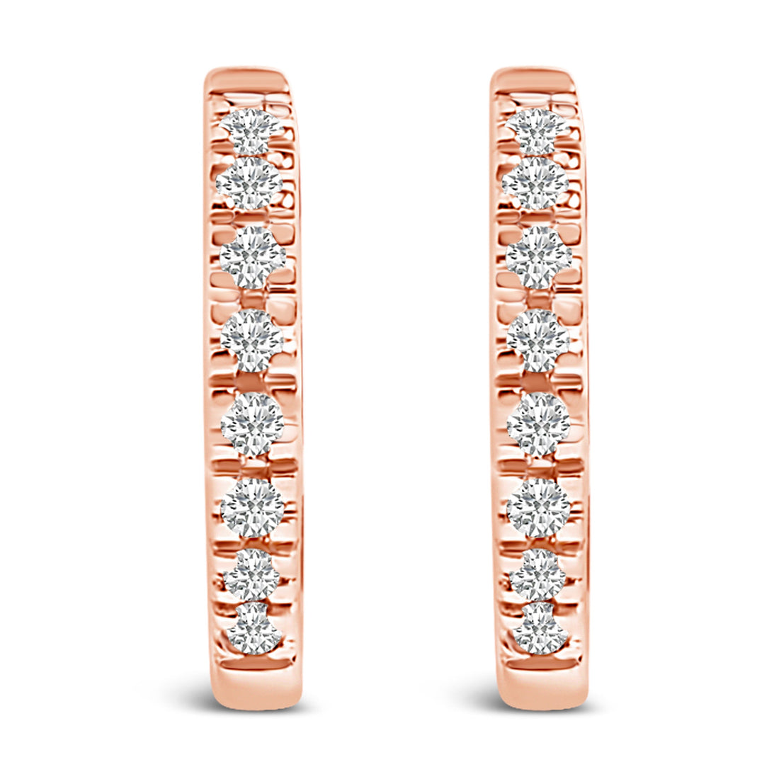 14K Rose Gold 1/5 CTW Diamond Huggie Hoop Earrings by Bids.com