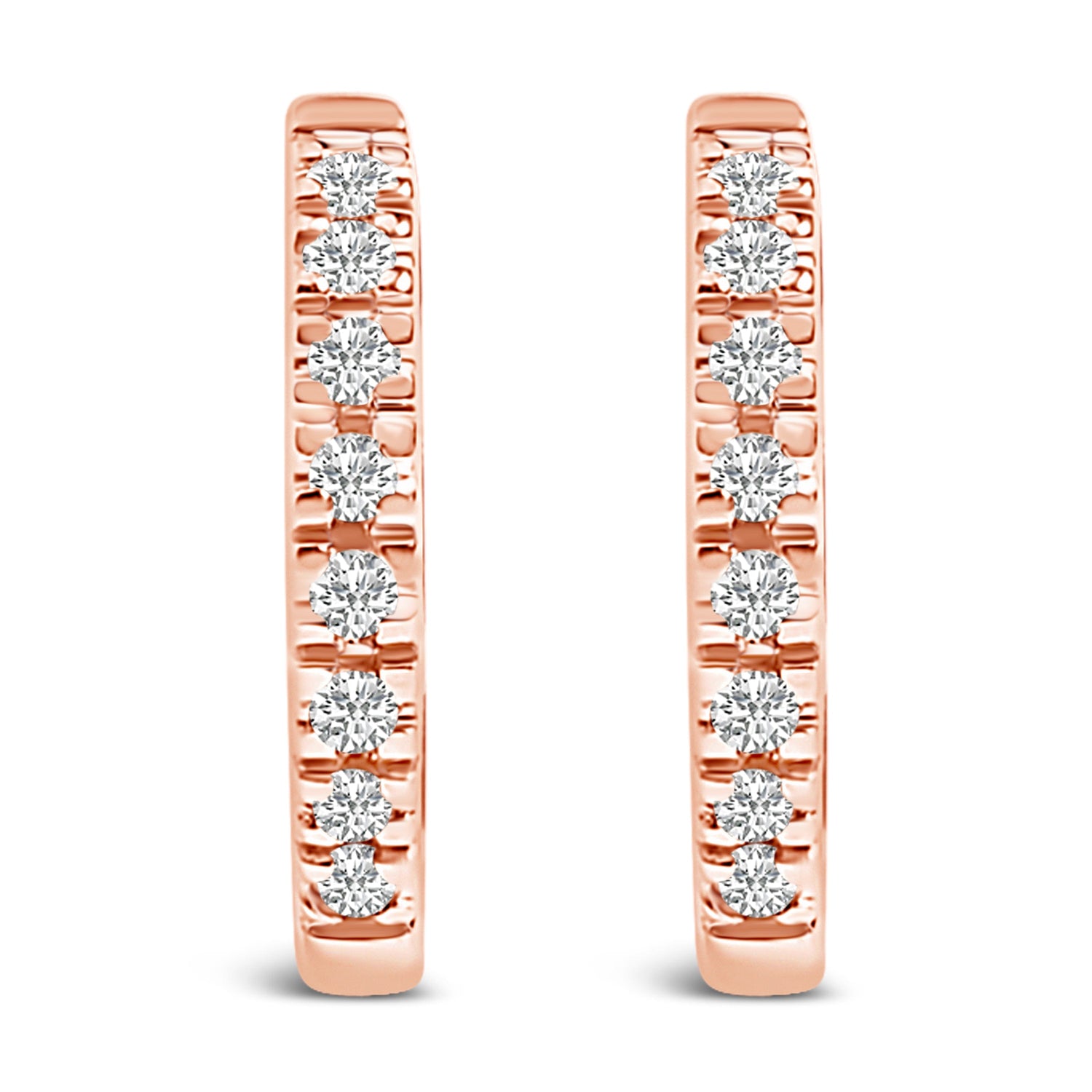 14K Rose Gold 1/5 CTW Diamond Huggie Hoop Earrings by Bids.com