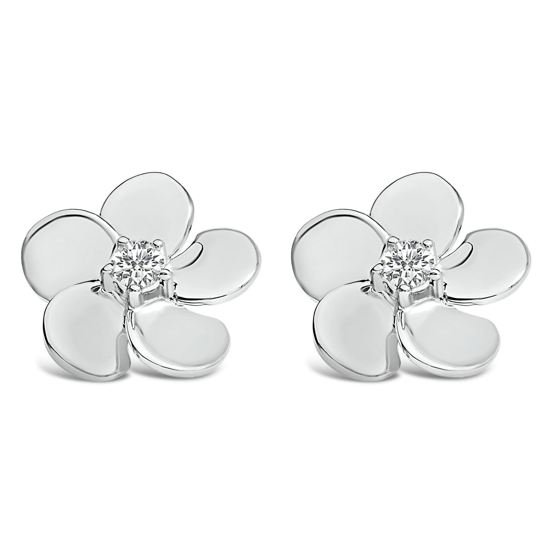 10K White Gold 1/3 Cttw Lab Grown Diamond Flower Petal Stud Earrings by Bids.com