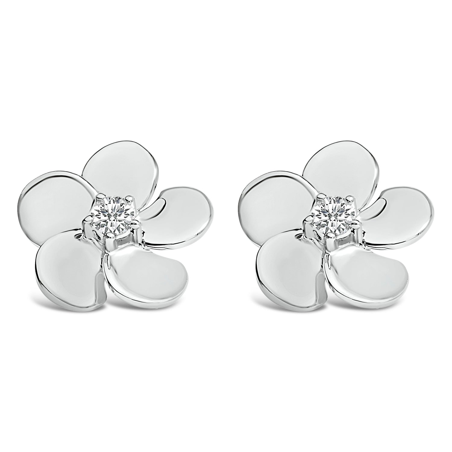 10K White Gold 1/3 Cttw Lab Grown Diamond Flower Petal Stud Earrings by Bids.com