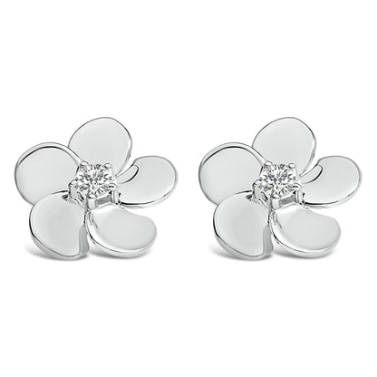 10K White Gold 1/3 Cttw Lab Grown Diamond Flower Petal Stud Earrings by Bids.com
