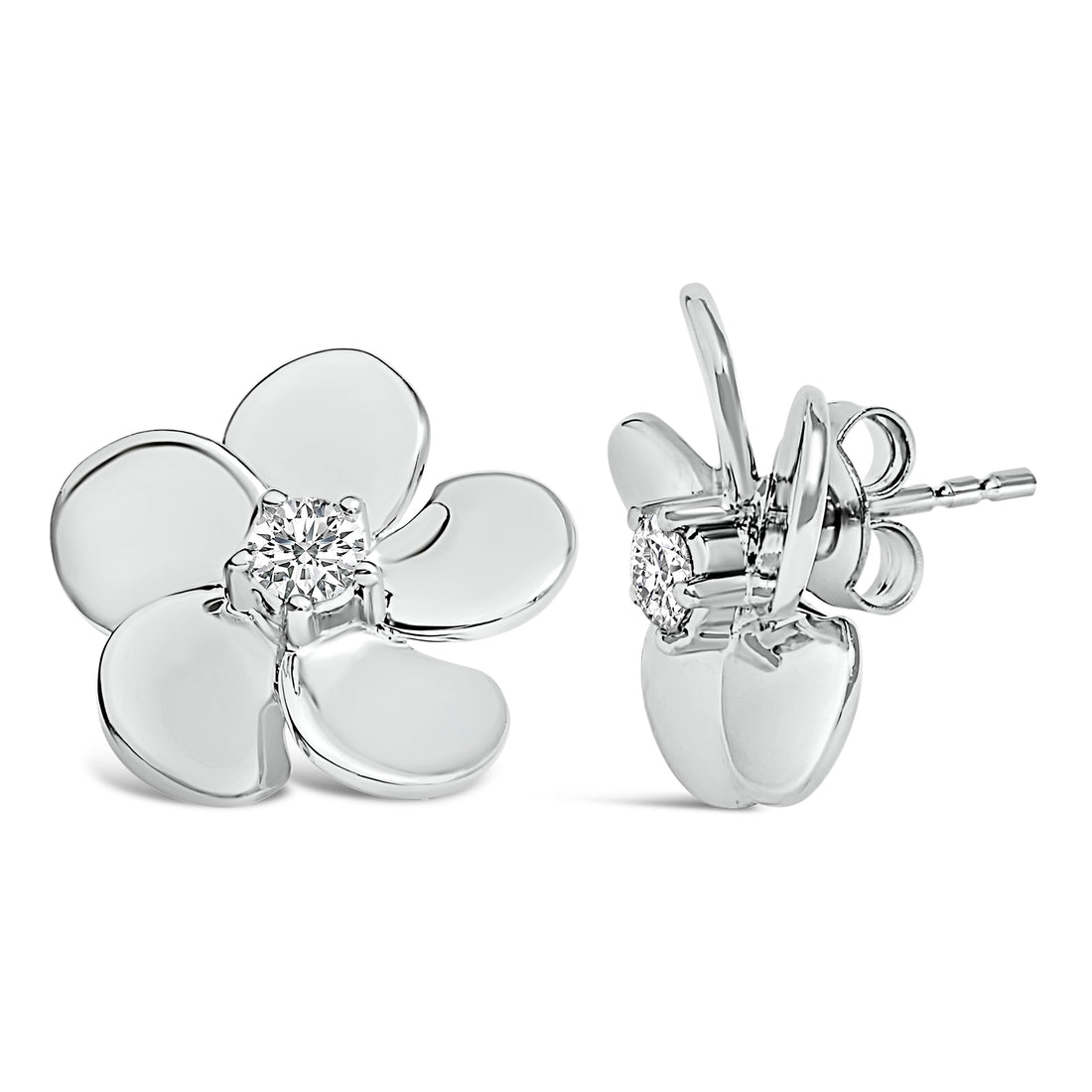 10K White Gold 1/3 Cttw Lab Grown Diamond Flower Petal Stud Earrings by Bids.com