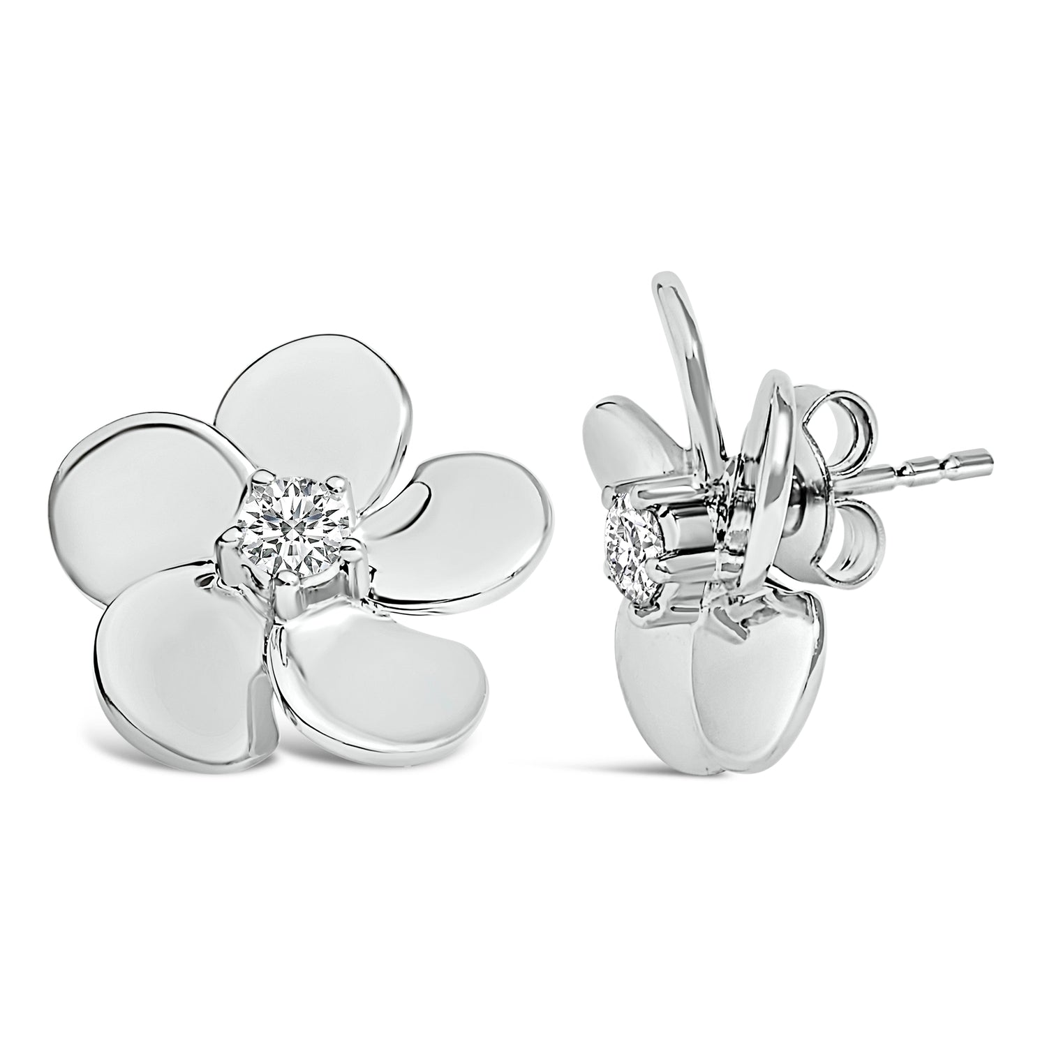 10K White Gold 1/3 Cttw Lab Grown Diamond Flower Petal Stud Earrings by Bids.com