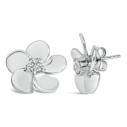 10K White Gold 1/3 Cttw Lab Grown Diamond Flower Petal Stud Earrings by Bids.com