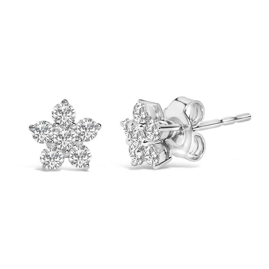 10K White Gold 1/2 Cttw Lab Grown Diamond Star Stud Earrings by Bids.com