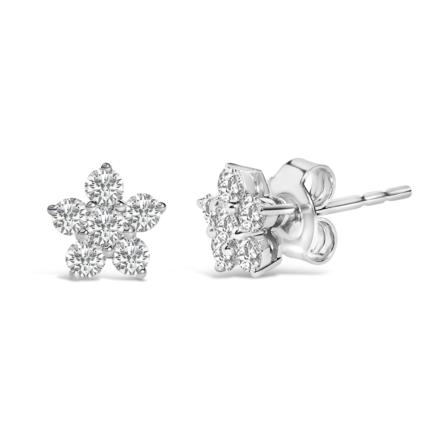 10K White Gold 1/2 Cttw Lab Grown Diamond Star Stud Earrings by Bids.com
