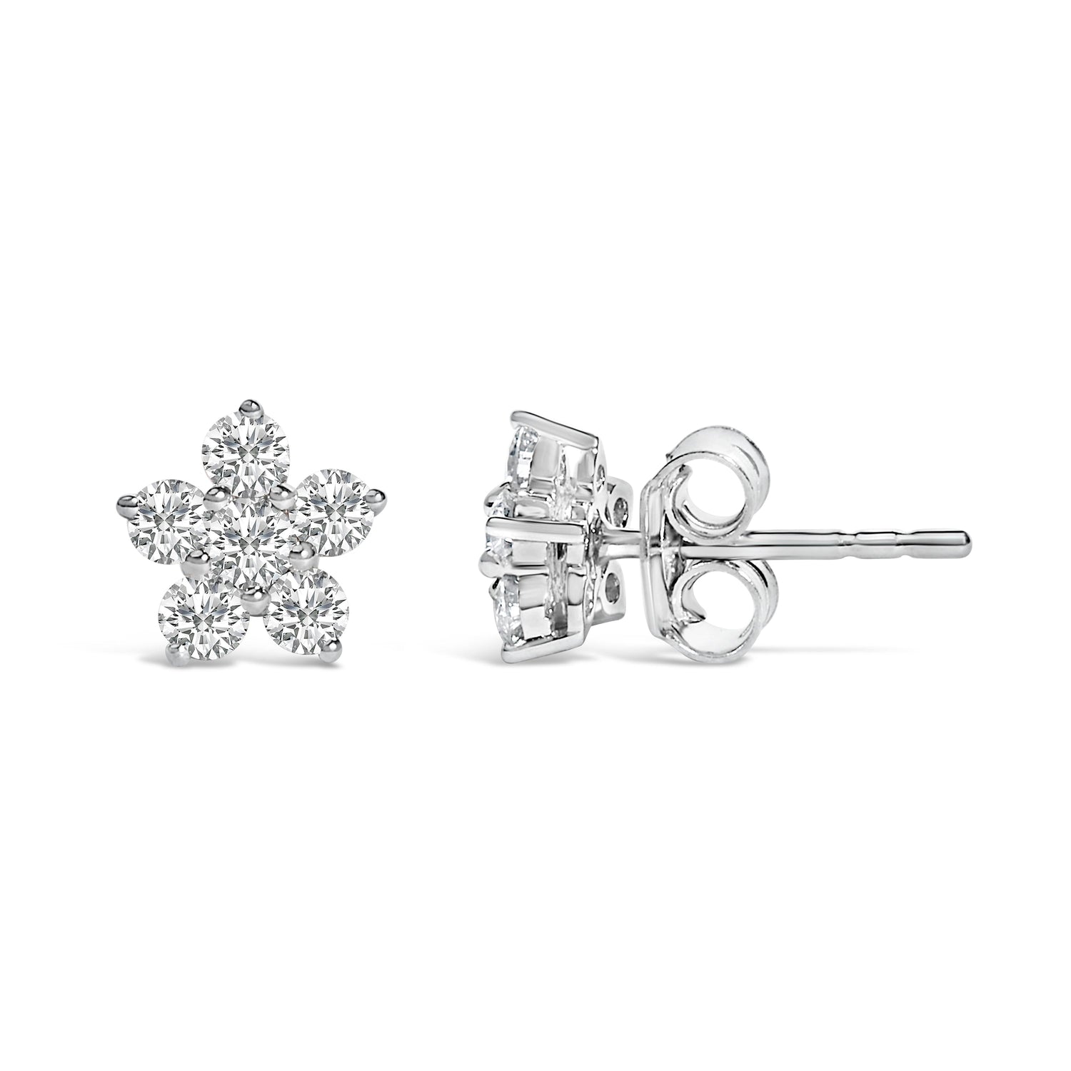 10K White Gold 1/2 Cttw Lab Grown Diamond Star Stud Earrings by Bids.com