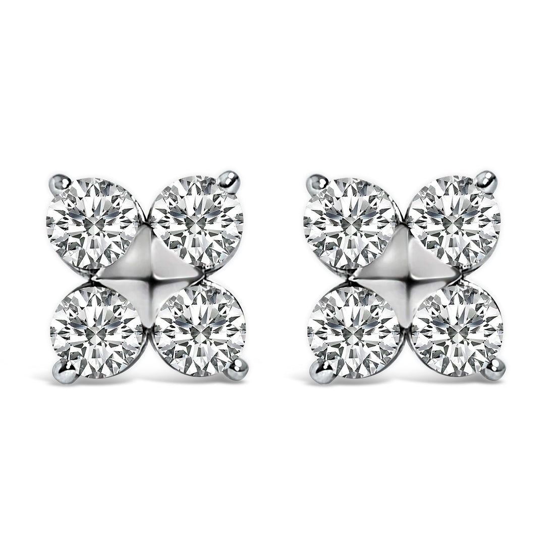 10K White Gold 1/2 Cttw Lab Grown Diamond Snowflake Stud Earrings by Bids.com