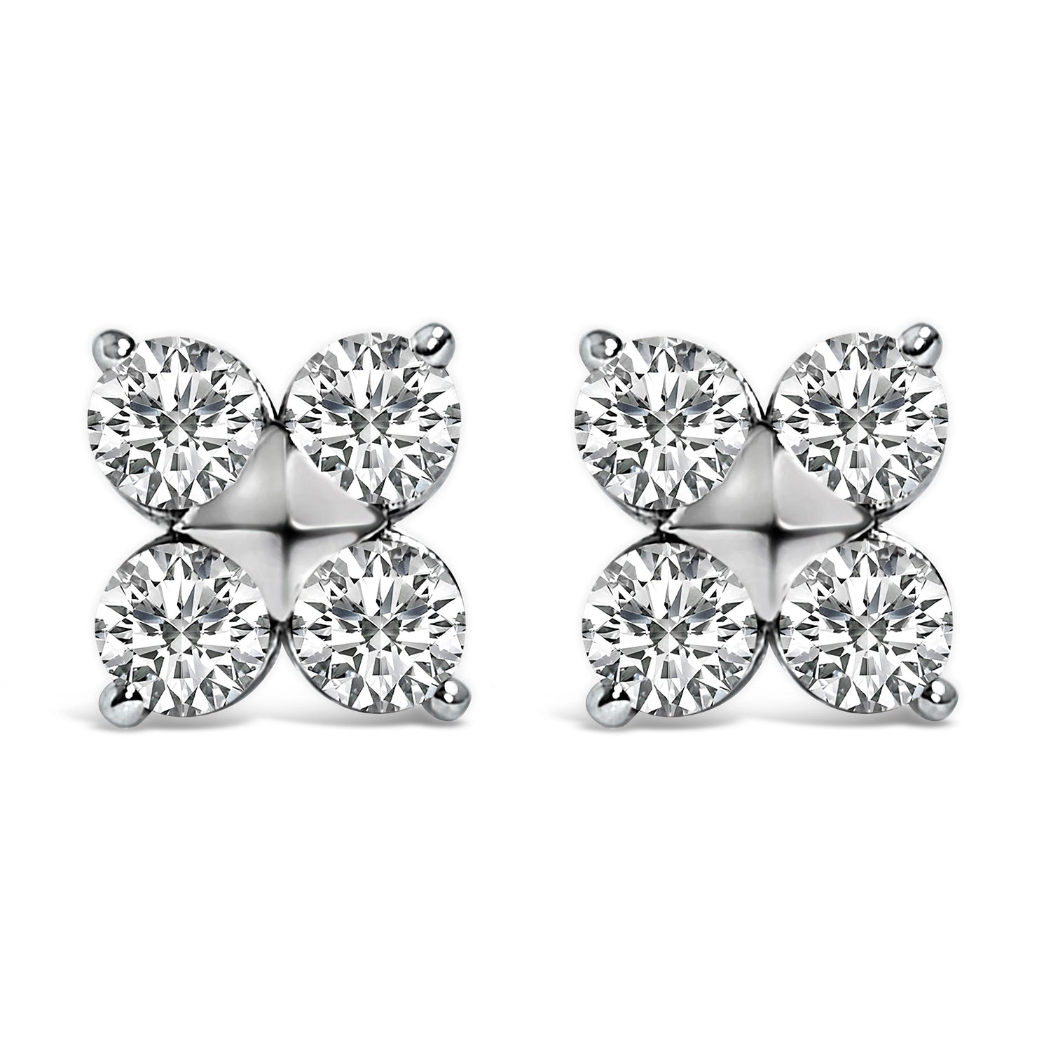 10K White Gold 1/2 Cttw Lab Grown Diamond Snowflake Stud Earrings by Bids.com