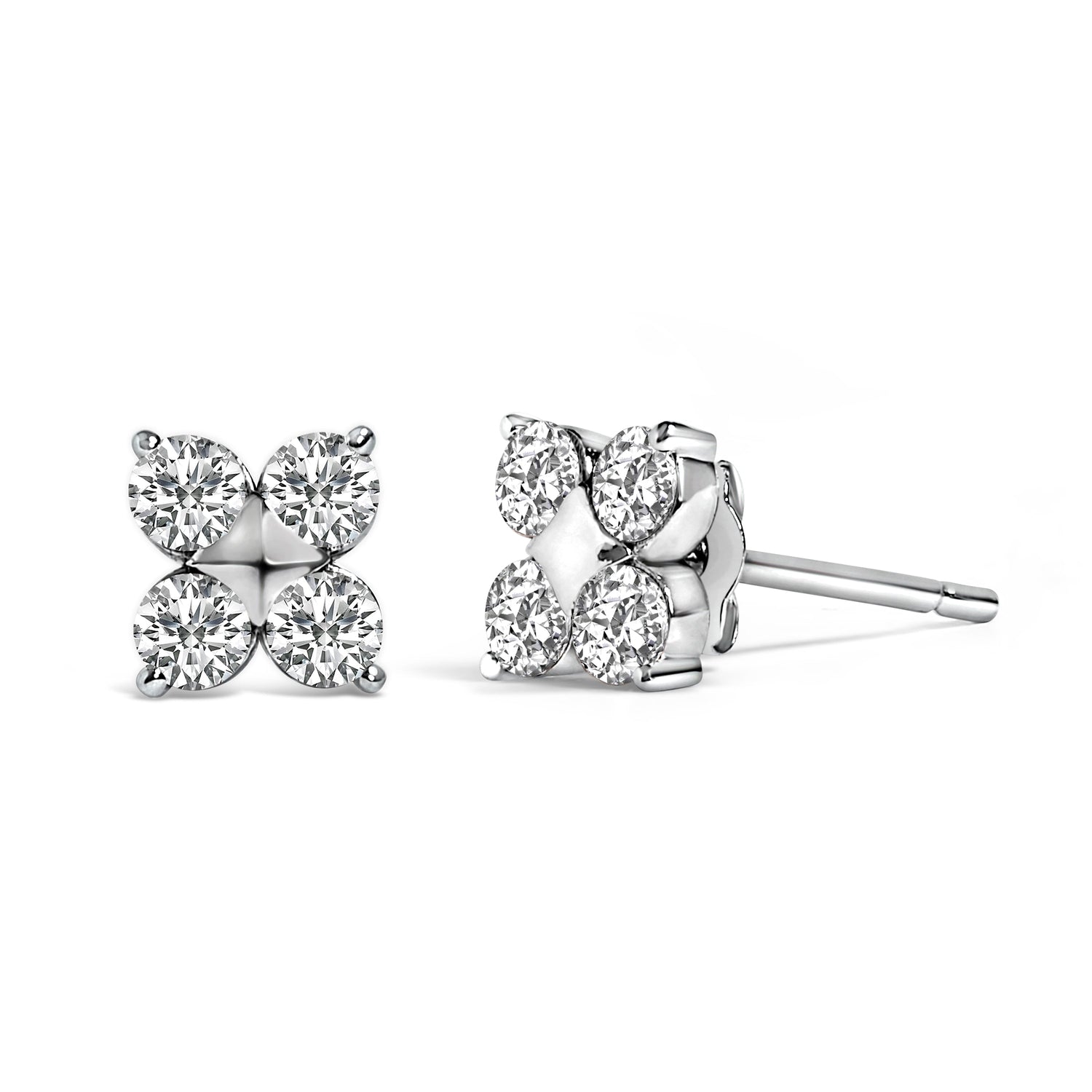 10K White Gold 1/2 Cttw Lab Grown Diamond Snowflake Stud Earrings by Bids.com