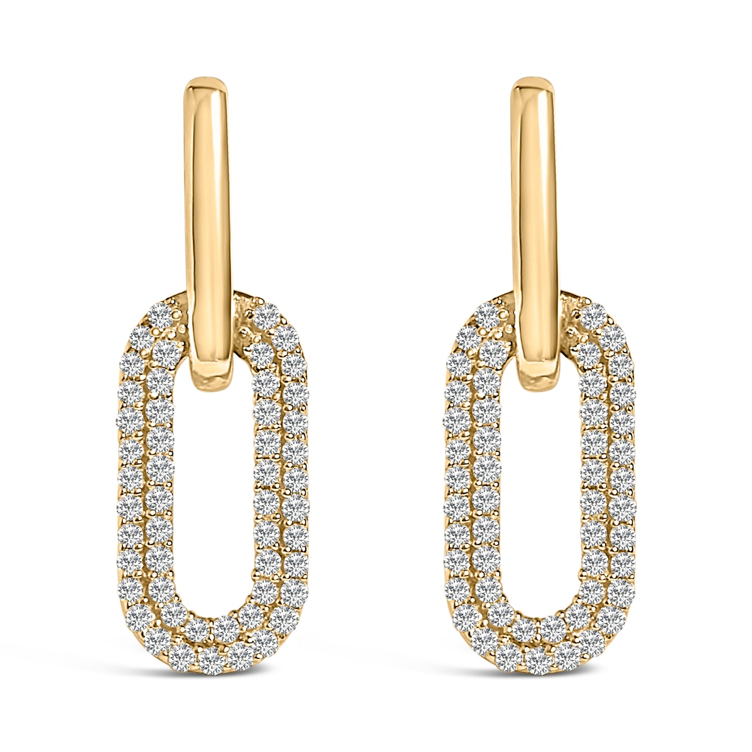 10K White Gold 1/2 Cttw Lab Grown Diamond Dangling Paperclip Drop Earrings by Bids.com