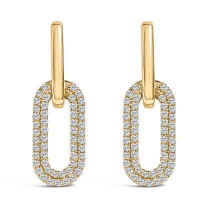 10K White Gold 1/2 Cttw Lab Grown Diamond Dangling Paperclip Drop Earrings by Bids.com
