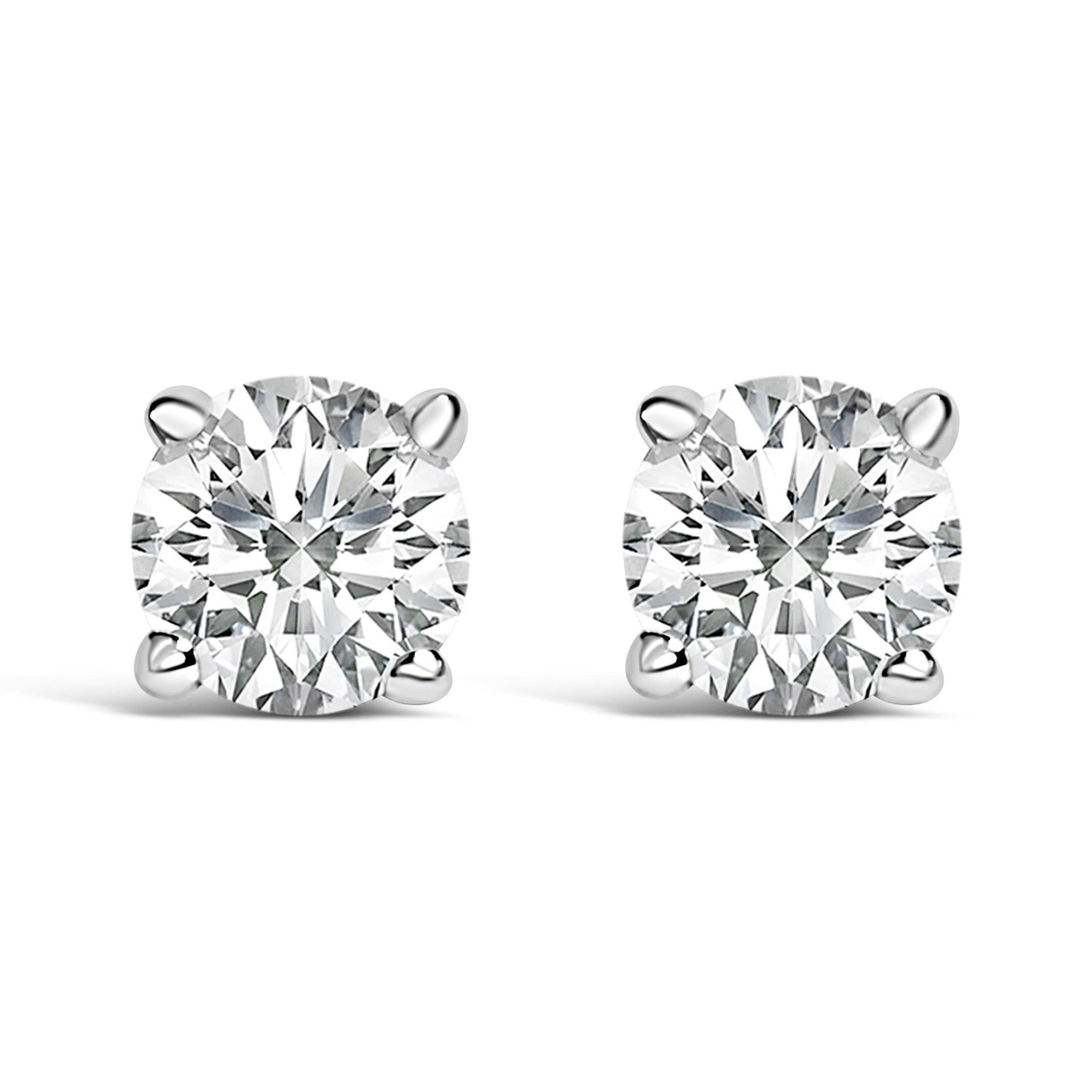14K White Gold 1/2 Cttw Lab Grown Diamond Solitaire Stud Earrings
