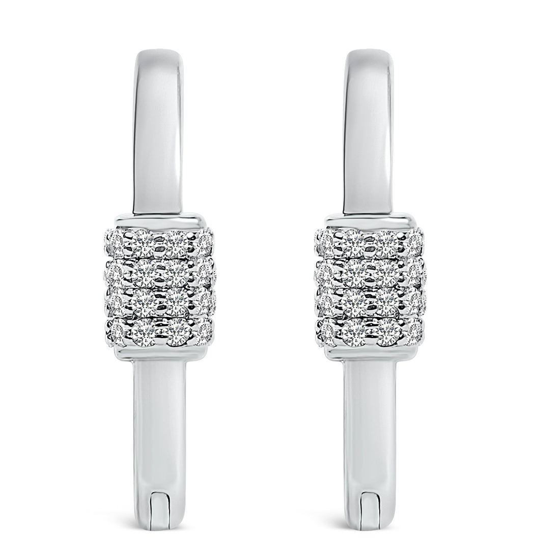 10K White Gold 3/8 Cttw Lab Grown Diamond Heart Shaped Huggie Hoop Earrings by Bids.com