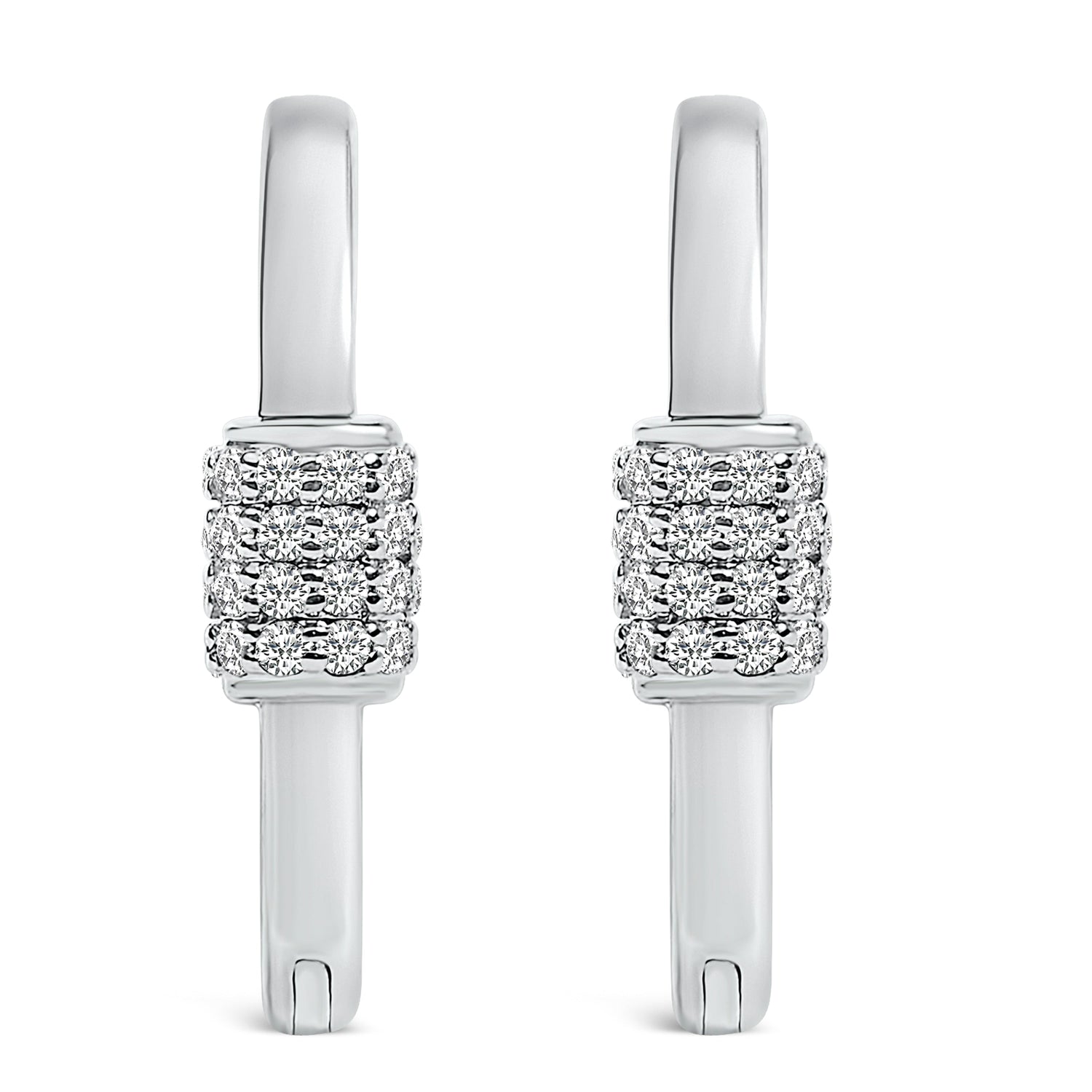10K White Gold 3/8 Cttw Lab Grown Diamond Heart Shaped Huggie Hoop Earrings by Bids.com