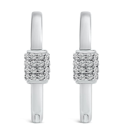 10K White Gold 3/8 Cttw Lab Grown Diamond Heart Shaped Huggie Hoop Earrings by Bids.com