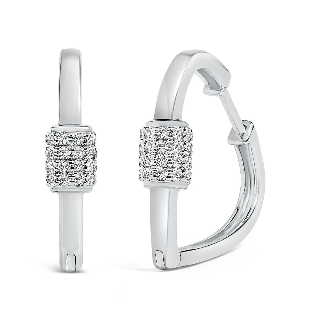 10K White Gold 3/8 Cttw Lab Grown Diamond Heart Shaped Huggie Hoop Earrings by Bids.com