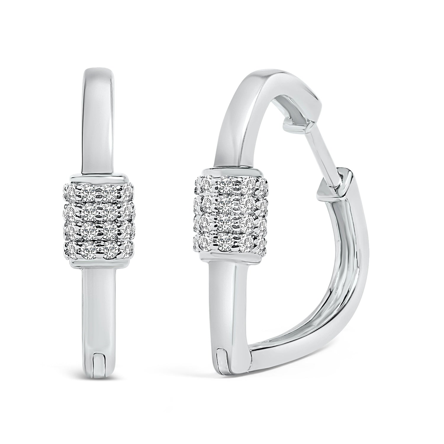 10K White Gold 3/8 Cttw Lab Grown Diamond Heart Shaped Huggie Hoop Earrings by Bids.com