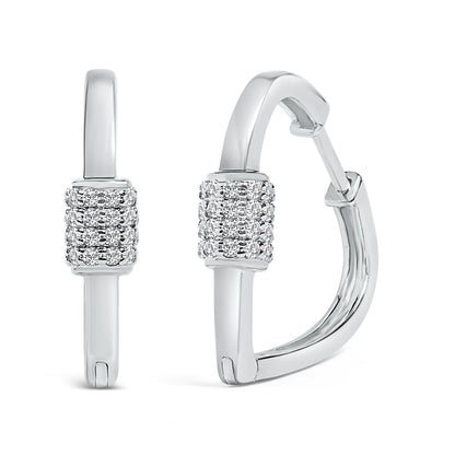 10K White Gold 3/8 Cttw Lab Grown Diamond Heart Shaped Huggie Hoop Earrings by Bids.com