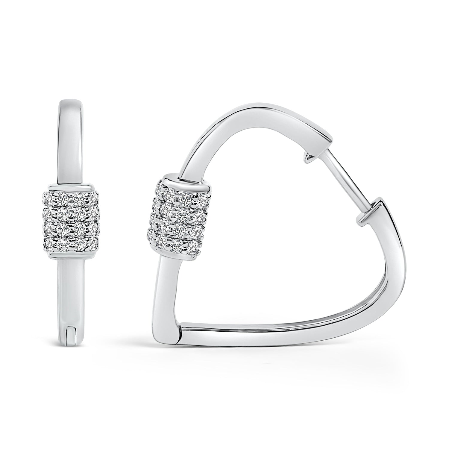 10K White Gold 3/8 Cttw Lab Grown Diamond Heart Shaped Huggie Hoop Earrings by Bids.com