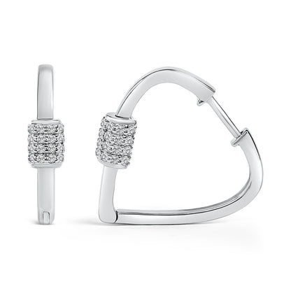 10K White Gold 3/8 Cttw Lab Grown Diamond Heart Shaped Huggie Hoop Earrings by Bids.com