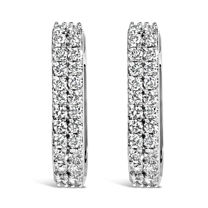 10K White Gold 1/4 Cttw Lab Grown Diamond Double Row Huggie Hoop Earrings by Bids.com