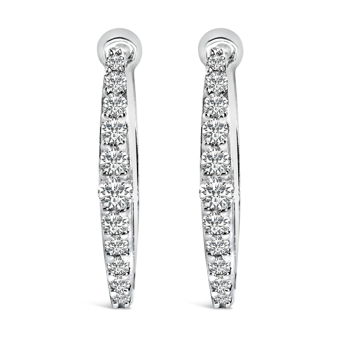 10K White Gold 1/4 Cttw Lab Grown Diamond Heart Shaped Huggy Hoop Earrings by Bids.com